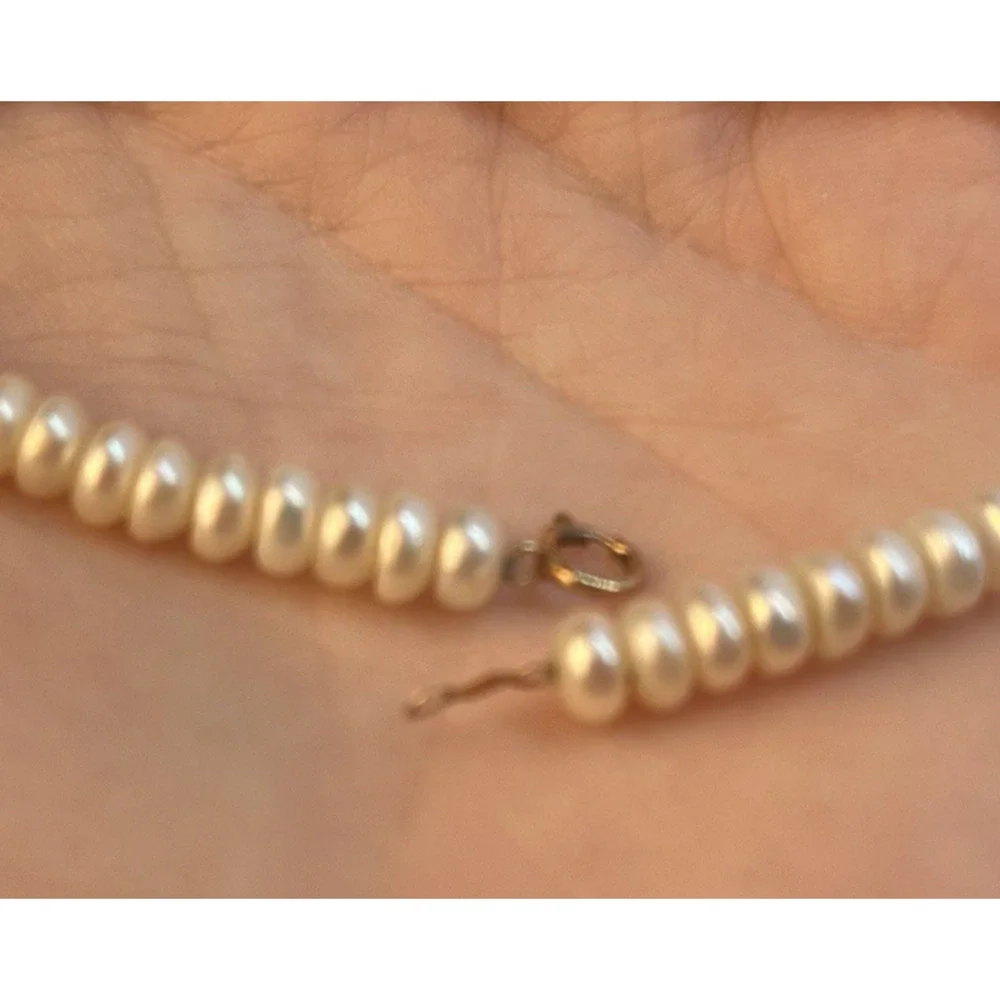 Vintage Cultured Rondelle Pearl Bracelet 10K Yellow Gold Clasp 7.5